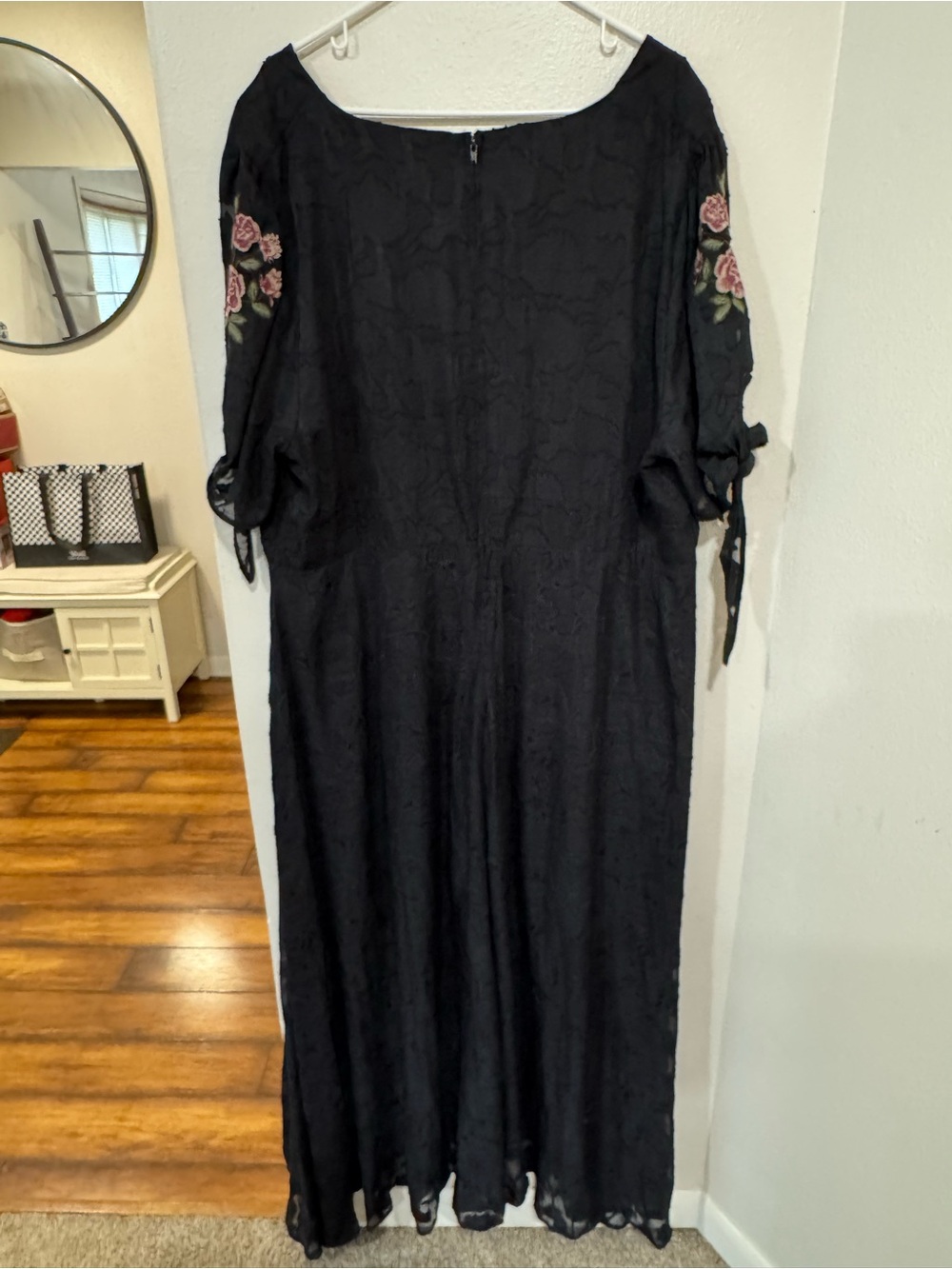 torrid Black Maxi Dress with Pink Rose Embroidery - Picture 4 of 4